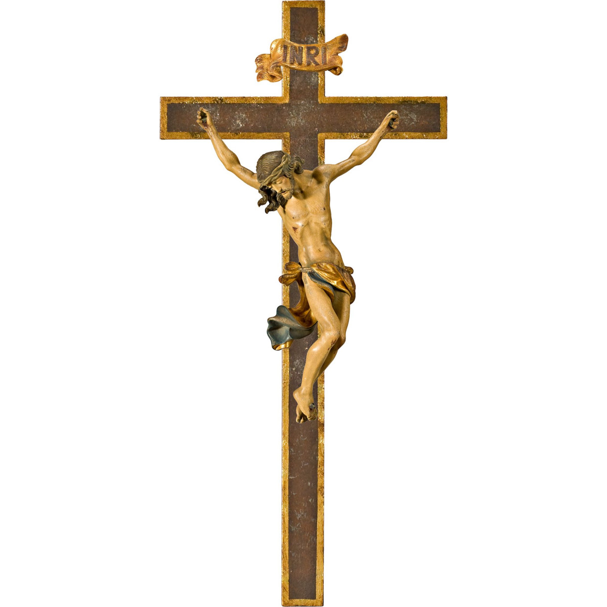 Cristo Barroco en cruz simple ancha